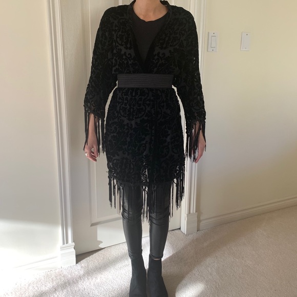 Zara Boho Black cut velvet kimono - Picture 4 of 11